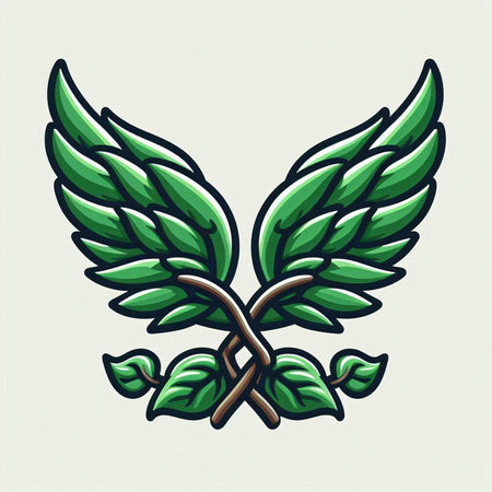 Illustration of a green winged heraldic symbol isolated on white background done in retro style.のイラスト素材