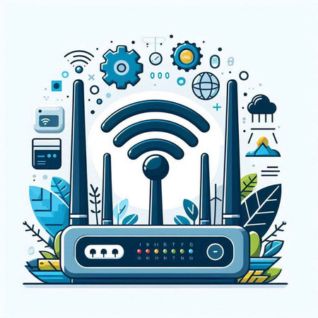 Wireless internet connection. Internet technology. Vector illustration in flat styleのイラスト素材