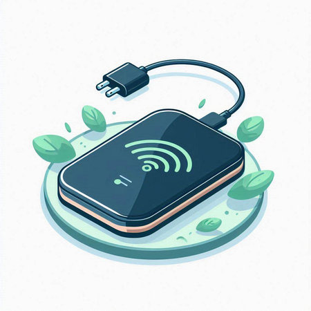 Wireless charger on white background. Isometric 3d vector illustration.のイラスト素材