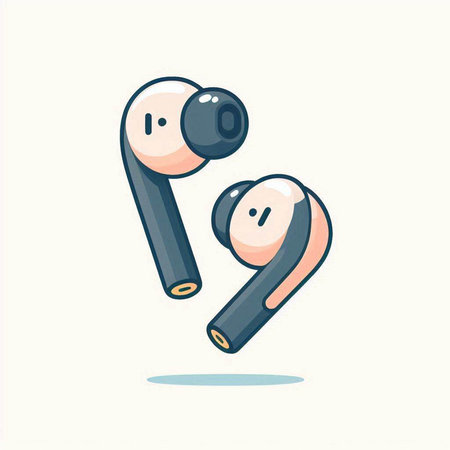 Earphones icon. Vector illustration in cartoon style. Isolated on white background.のイラスト素材