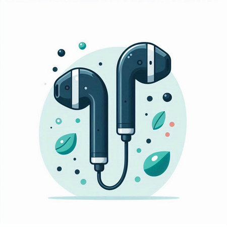 Earphones vector illustration. Earphones flat design. Vector illustration.のイラスト素材