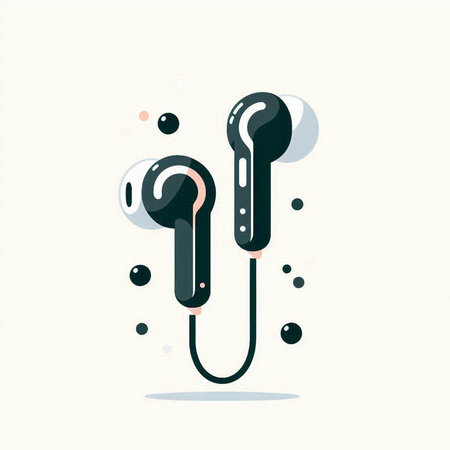 Earphones icon on white background. Vector illustration in flat style.のイラスト素材