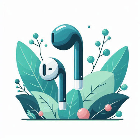 Music note with leaves and berries. Vector illustration in flat style.のイラスト素材