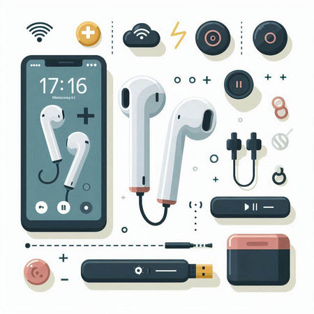 Set of modern flat design vector icons for mobile devices and gadgets.のイラスト素材