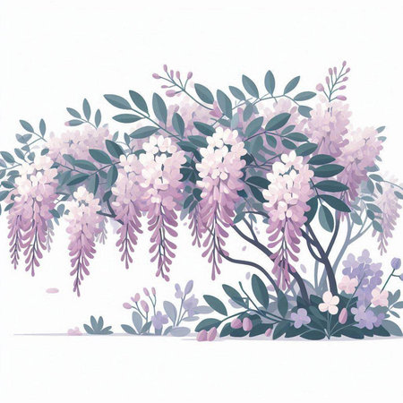 Wisteria flowers in watercolor style. Vector illustration for your design.のイラスト素材