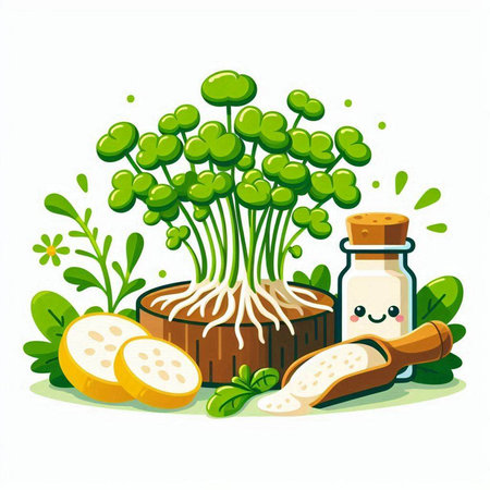 Microgreens. Vector illustration of microgreens. Microgreens in a flat style.のイラスト素材