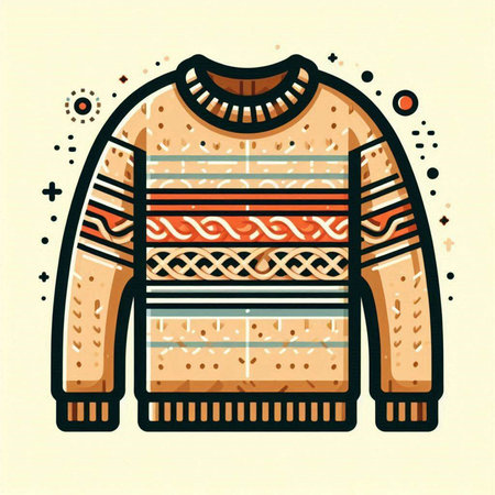 Vector illustration of a sweater with a pattern in the style of folk art.のイラスト素材