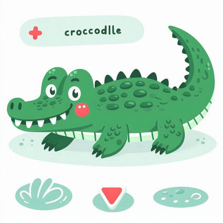 Crocodile. Vector illustration of a cute crocodile.のイラスト素材
