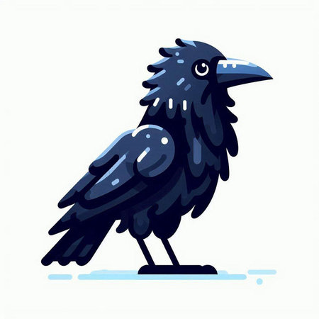 Crow. Vector illustration. Isolated on a white background.のイラスト素材