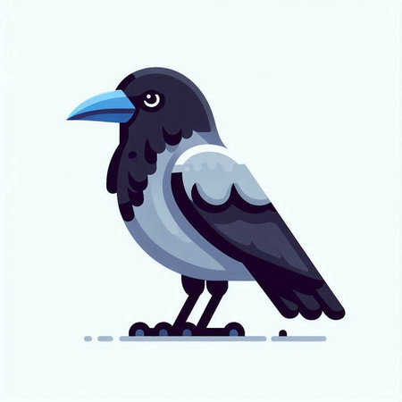 Crow vector illustration. Cute cartoon crow. Wild bird.のイラスト素材