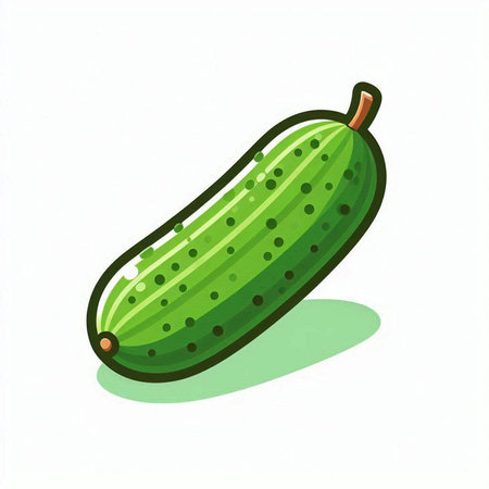 Cucumber on white background. Vector illustration. Fresh vegetable.のイラスト素材
