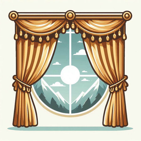 curtains interior design sketch. curtains decoration. interior textiles.のイラスト素材