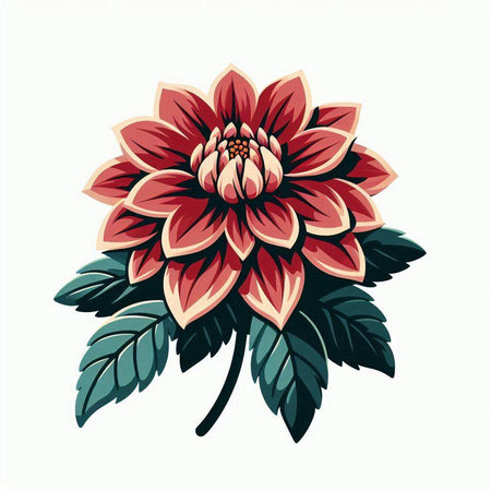 Dahlia flower isolated on white background. Hand drawn vector illustration.のイラスト素材