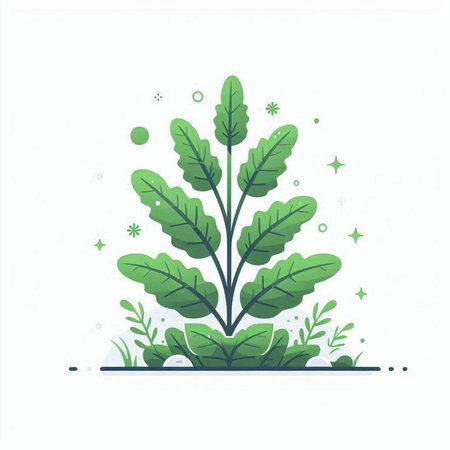 Vector illustration of green plant. Isolated on a white background.のイラスト素材