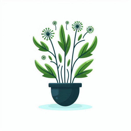 Plant in a pot. Vector illustration in a flat style.のイラスト素材