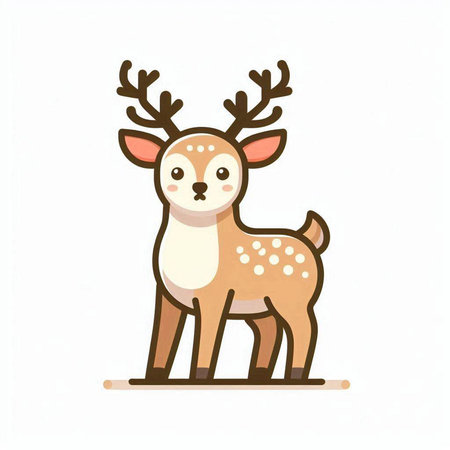 Cute little deer isolated on white background. Vector illustration in cartoon style.のイラスト素材