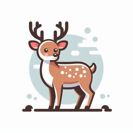 deer on a white background. Vector illustration in flat style.のイラスト素材