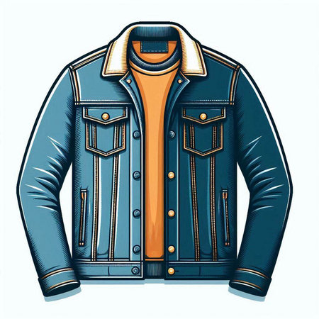 Denim jacket isolated on white background. Vector illustration in retro style.のイラスト素材