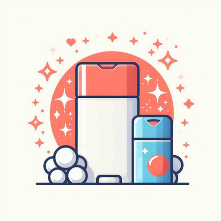 Cosmetic products. Hygiene products. Vector illustration in flat styleのイラスト素材
