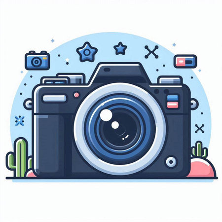 Illustration of a camera on a white background. Vector illustration.のイラスト素材