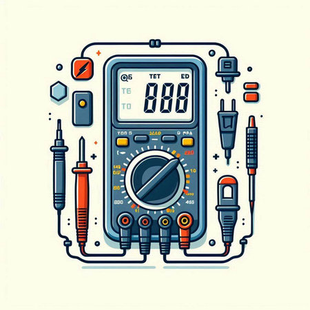 Digital multimeter, multimeter, voltmeter. Vector illustration.のイラスト素材