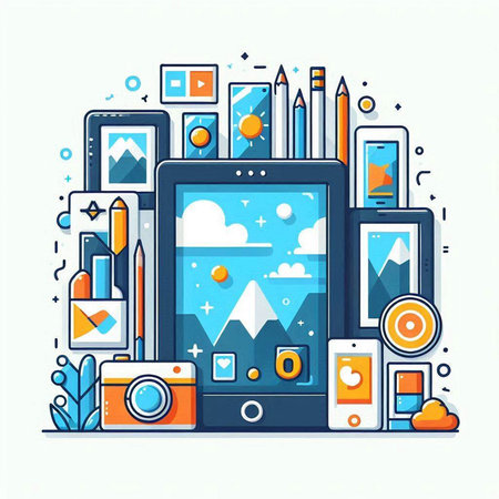 Modern flat design concept of digital devices and gadgets. Vector illustration.のイラスト素材