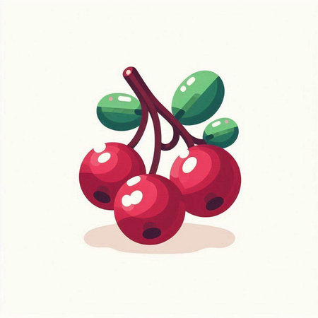 Branch with red berries. Vector illustration in flat cartoon style.のイラスト素材