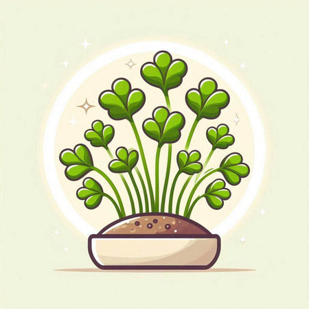 Illustration of a green seedling in a pot on a light backgroundのイラスト素材