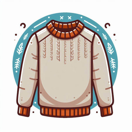 Warm sweater. Winter clothing. Vector illustration on white background.のイラスト素材