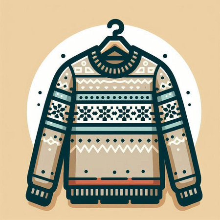 Vector illustration of a sweater with a pattern in the style of the Scandinavian.のイラスト素材