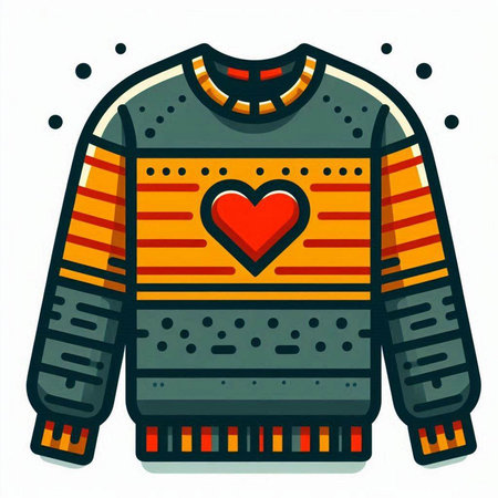 Vector illustration of a warm sweater with a heart in the pocket.のイラスト素材