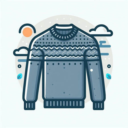 Winter sweater. Vector illustration in flat linear style on white background.のイラスト素材