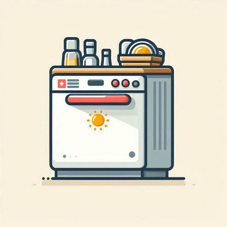 Kitchen appliances icon in flat style. Vector illustration of household appliances.のイラスト素材