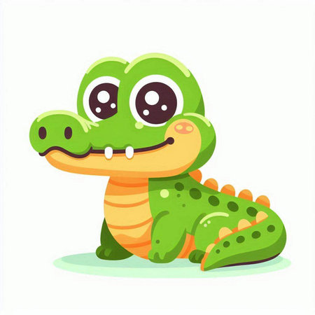 Cute crocodile isolated on white background. Vector cartoon illustration.のイラスト素材