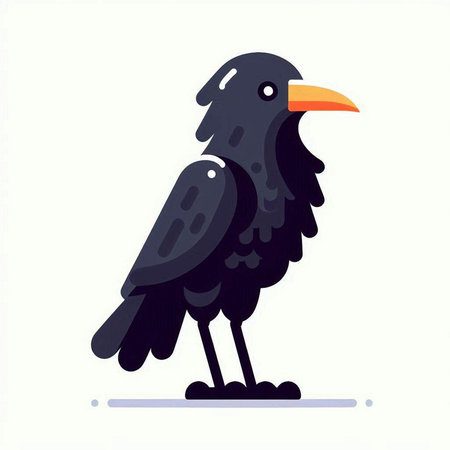 Crow on a white background. Vector illustration in flat style.のイラスト素材