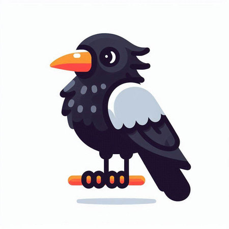 Cute cartoon crow. Vector illustration isolated on a white background.のイラスト素材
