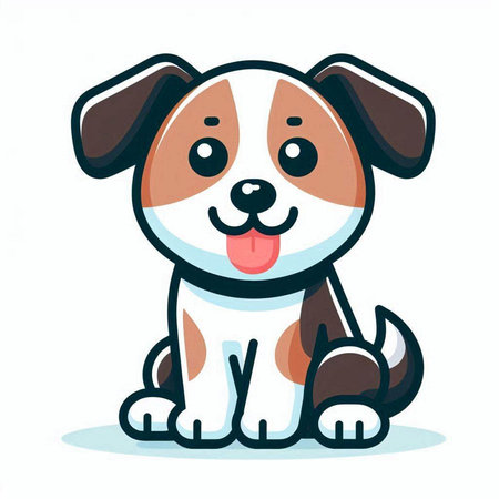 Cute cartoon dog. Vector illustration on white background. Isolated.のイラスト素材