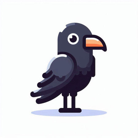 Cute cartoon crow isolated on a white background. Vector illustration.のイラスト素材