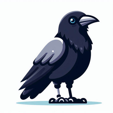 Crow on a white background. Vector illustration in cartoon style.のイラスト素材