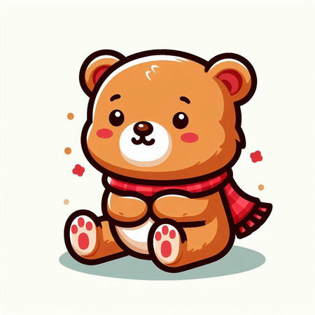 Cute teddy bear sitting on the floor. Vector illustration.のイラスト素材