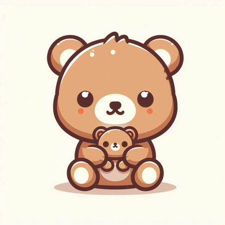 Cute teddy bear holding his little teddy bear, vector illustrationのイラスト素材