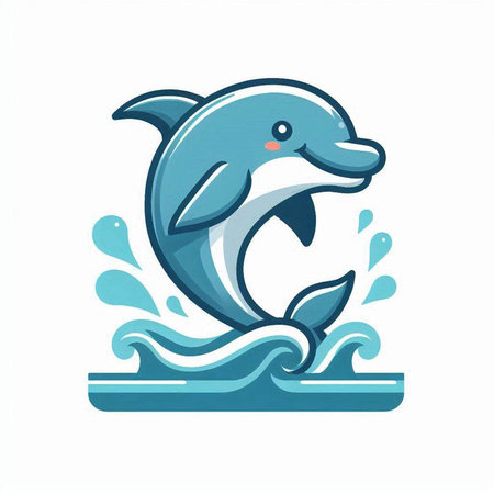 Dolphin jumping out of the water. Vector illustration on white background.のイラスト素材
