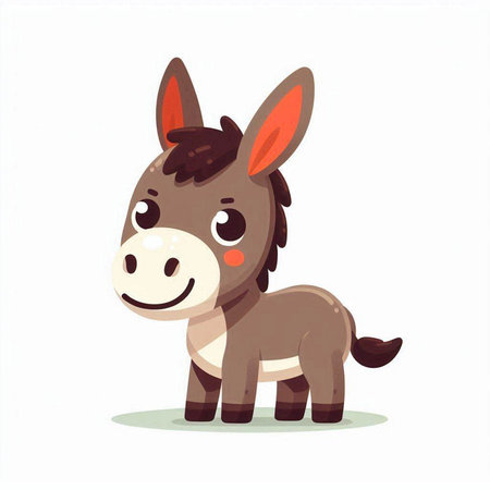 Cute cartoon donkey. Vector illustration isolated on a white background.のイラスト素材