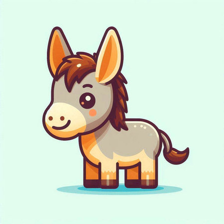 Cartoon funny donkey. Vector illustration of a cute cartoon donkey.のイラスト素材