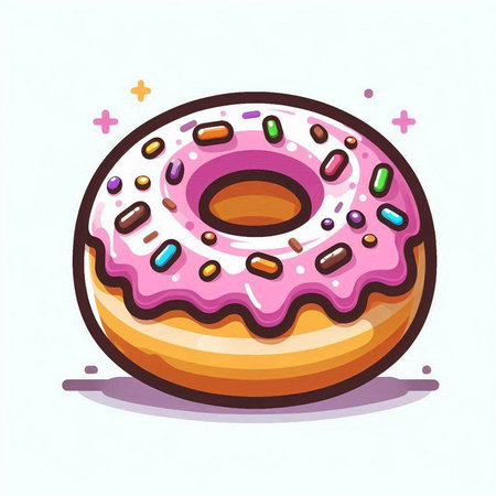 Donut with sweet glaze and sprinkles. Vector illustration.のイラスト素材