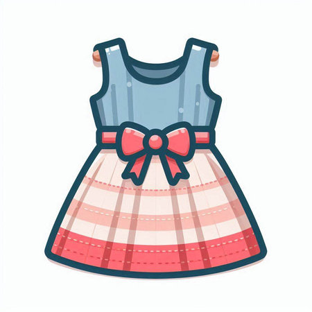 Cute dress for little girl. Vector illustration in cartoon style.のイラスト素材