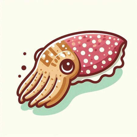 Illustration of cute cartoon octopus on white background. Vector illustration.のイラスト素材