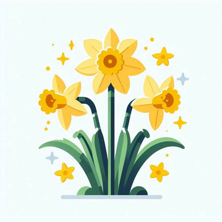Daffodil flowers vector illustration. Spring floral design element.のイラスト素材