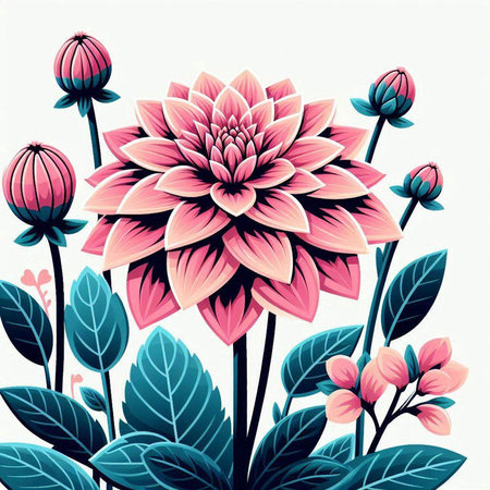 Dahlia flower. Vector illustration of dahlia flower.のイラスト素材