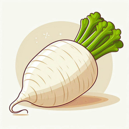 Daikon radish vector illustration. Radish isolated on white background.のイラスト素材